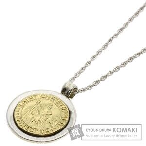 Tiffany Co St Christopher Coin Necklace Silver Yellow Gold